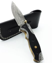 marvelous hand forged folding knife , custom made damascus steel hand made folding knife