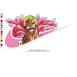 nike swoosh pink doflamingo embroidery design-a dynamic fusion of power and elegance