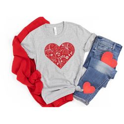 heart with flowers shirt, flowers valentines shirt, valentines day shirt, couple matching shirt, happy valentines day, v