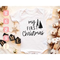 my first christmas svg design - baby's first christmas svg file for cricut - christmas onesie svg - cut file