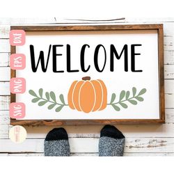 welcome pumpkin svg design - welcome sign svg file for cricut - fall sign svg - cut file