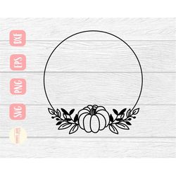 pumpkin wreath svg design - fall sign svg file for cricut - pumpkin monogram svg - cut file