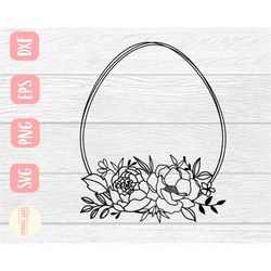 easter egg svg design - floral easter egg svg file for cricut - easter frame svg digital download