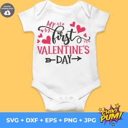 my first valentines day girl svg, 1st valentines girl, baby first valentine, baby girl valentine