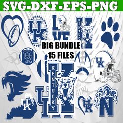 bundle 15 files kentucky wildcats football team svg, kentucky wildcats svg, n c a a teams svg, n c a a svg, png, dxf, ep