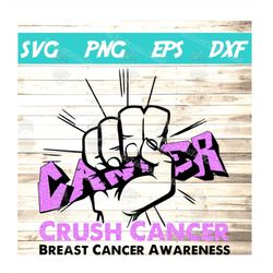 crush cancer svg, breast cancer awareness, pink ribbon, survivor