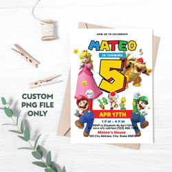 personalized file printable birthday invitation | video game | digital invite | instant download | thank you png file