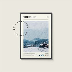 truckee poster - california - digital watercolor photo, painted travel print, framed travel photo, wall art, home decor,