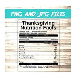 thanksgiving nutrition facts svg, funny