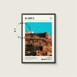 kabul poster - afghanistan - digital watercolor photo, painted travel print, framed travel photo, wall art, home decor,