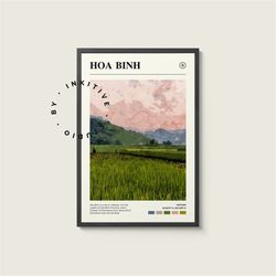 hoa binh poster - vietnam - digital watercolor photo, painted travel print, framed travel photo, wall art, home decor, t