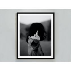 middle finger poster, feminist print, teen girl room decor, woman art print, vintage feminist poster, middle finger prin