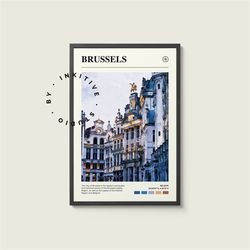 brussels poster - belgium - digital watercolor photo, painted travel print, framed travel photo, wall art, home decor, t