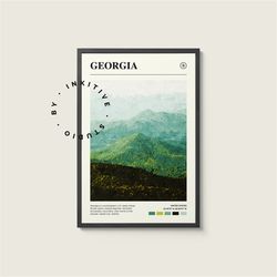 georgia poster - united states - digital watercolor photo, painted travel print, framed travel photo, wall art, home dec