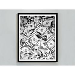 money poster, black and white wall art, luxury print, dollars printable wall art, maximalist room decor, hypebeast poste