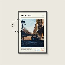 harlem poster - new york - digital watercolor photo, painted travel print, framed travel photo, wall art, home decor, tr