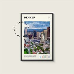 denver poster - colorado - digital watercolor photo, painted travel print, framed travel photo, wall art, home decor, tr