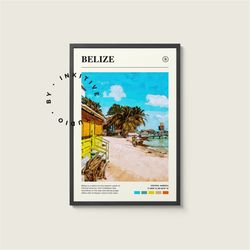 belize poster - central america - digital watercolor photo, painted travel print, framed travel photo, wall art, home de