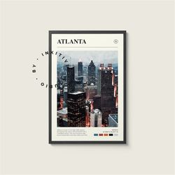 atlanta poster - georgia - digital watercolor photo, painted travel print, framed travel photo, wall art, home decor, tr