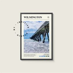 wilmington poster - north carolina - digital watercolor photo, painted travel print, framed travel photo, wall art, home