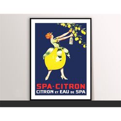 spa citron vintage food&drink poster - art deco, canvas print, gift idea, print buy 2 get 1 free
