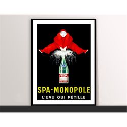 spa monopole l'eau qui petille vintage food&drink poster - art deco, canvas print, gift idea, print buy 2 get 1 free