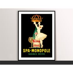 spa monopole vintage poster by  jean d' ylen food&drink poster - art deco, canvas print, gift idea, print buy 2 get 1 fr