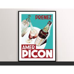 amer picon vintage food&drink poster - art deco, canvas print, gift idea, print buy 2 get 1 free