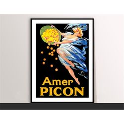 amer picon vintage food&drink poster - art deco, canvas print, gift idea, print buy 2 get 1 free