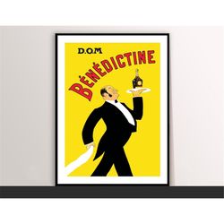 d.o.m. benedictine vintage food&drink poster - art deco, canvas print, gift idea, print buy 2 get 1 free