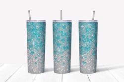 turquoise hearts white glitter, valentine tumbler sublimation designs png, valentines day tumbler png, digital download