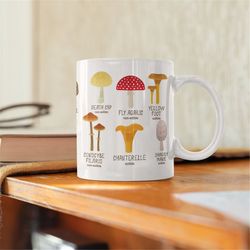 mushroom mug , edible, non-edible, most common, illustration mug, plant mug, big coffee mug, big tea mug