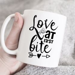 love at first bite mug, pizza lover, foodie gift, wedding sayings mugs, wedding quote gift, anniversary gift, pizza mug,