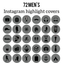 72  mens icons for your beautiful instagram. style mens instagram highlight covers. digital download.