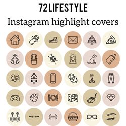 72 lifestyle instagram highlight icons.pink  instagram highlights images.  beige instagram highlights icons.