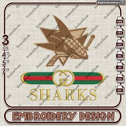nhl san jose sharks gucci embroidery design, nhl team embroidery files, nhl sharks embroidery, instand download