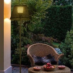 perforated outdoor solar floor lamp, sustainable & weather-resistant lighting solution