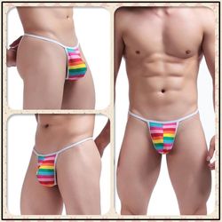 3pk rainbow ciokicx sexy gay men's underwear cotton low rise thongs t-string  c045