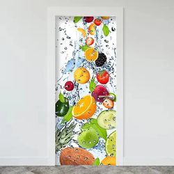 fruits 3d door sticker vinyl door decor peel & stick door murals removable wallpaper front door decor