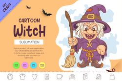 cartoon witch. crafting, sublimation.