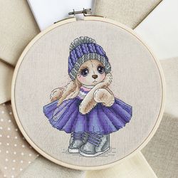 bunny cross stitch, rabbit cross stitch pattern pdf instant download, girl cross stitch, diy animal toy