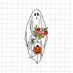 halloween flower ghost svg, flower ghost svg, trick or treat, cute ghost svg, halloween pumpkin svg, svg for cricut