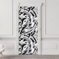 black and white graffiti door sticker vinyl door decor peel and stick door murals removable wallpaper