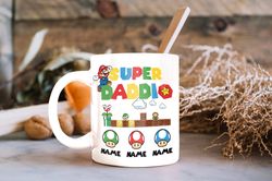 Personalized Kidnames Super Daddio Mug Fathers Day Gift Super Mario Mug Dad Mug Gift from Son & Daughter