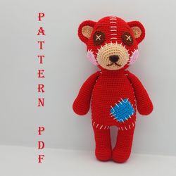 red teddy bear amigurumi crochet pattern