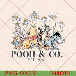 floral disney winnie the pooh png, vintage pooh bear png, the pooh and friends sketch png, piglet eeyore tigger 2023 png