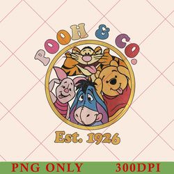 retro pooh & co est 1926 png, vintage winnie the pooh png, disneyland pooh bear png, disneyworld png, disney trip png