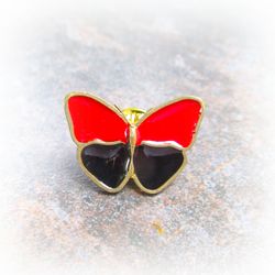 red and black butterfly pin,ukraine butterfly pin,handmade butterfly brooch,brass enamel pin,hard enamel pin,ukraine