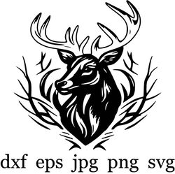 deer head svg,  deer head svg cricut cut files,  deer clipart,  deer head with antlers svg