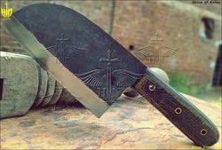 handmade cleaver chopper chef knife kitchen knife carbon steel serbian cleaver with sheath gift for him christmas